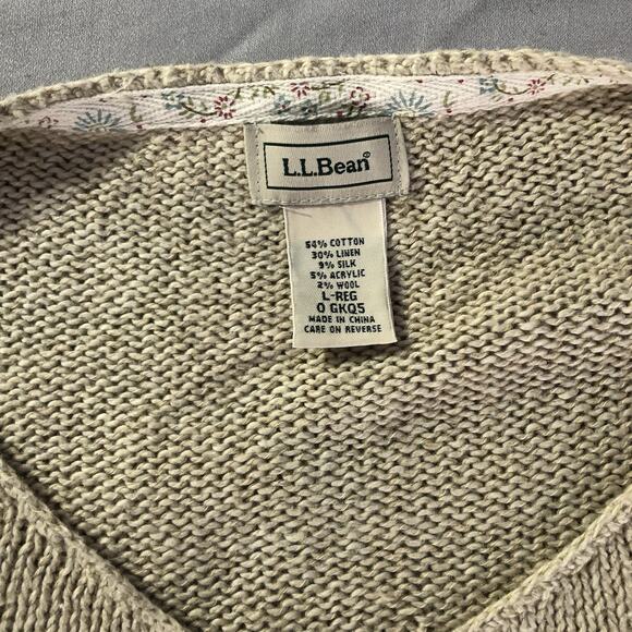 Vintage Women's LL Bean Linen Knit Cardigan Shell Buttons Women’s Size Large - Picture 2 of 9